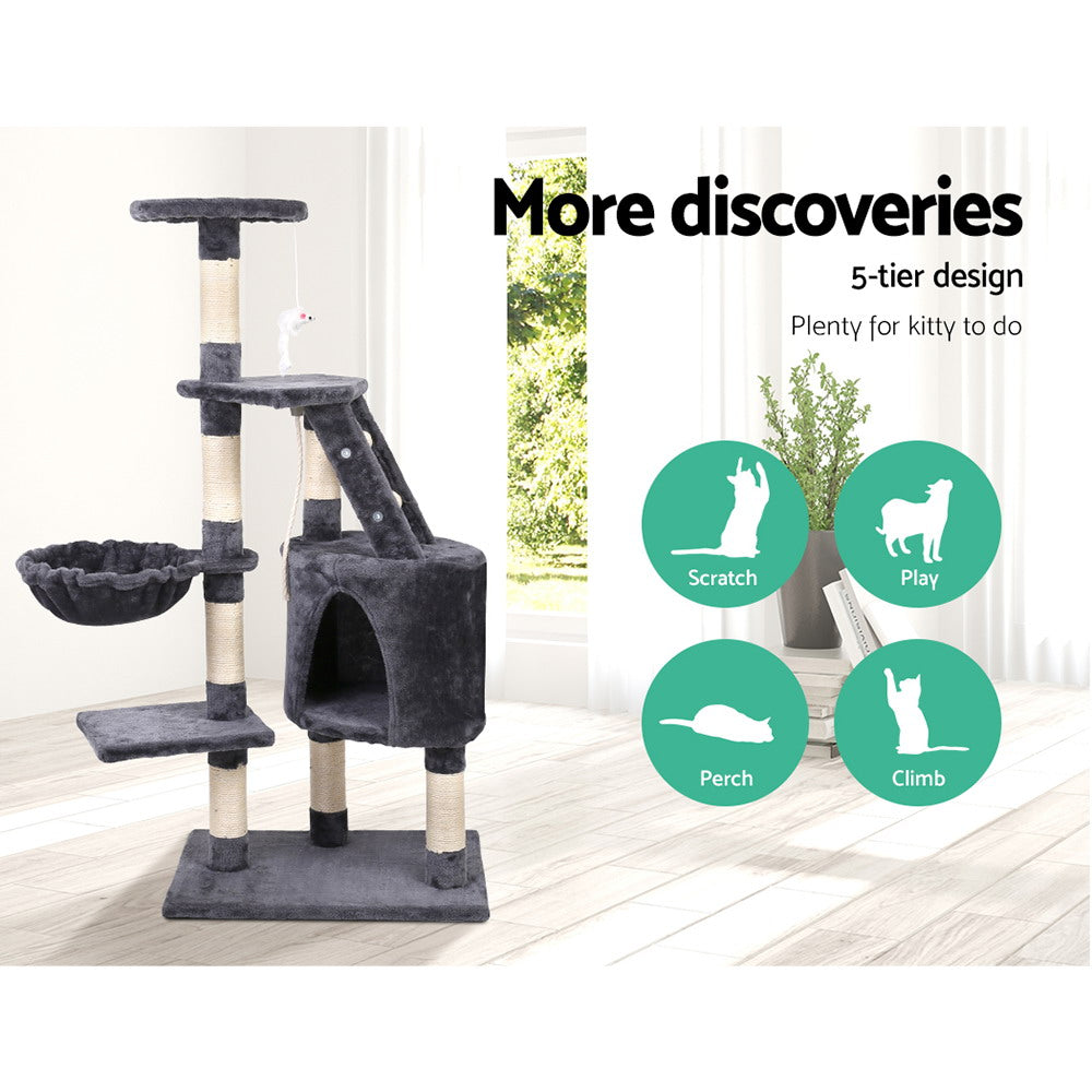 I.Pet Cat Tree 120cm Scratching Post - Dark Grey
