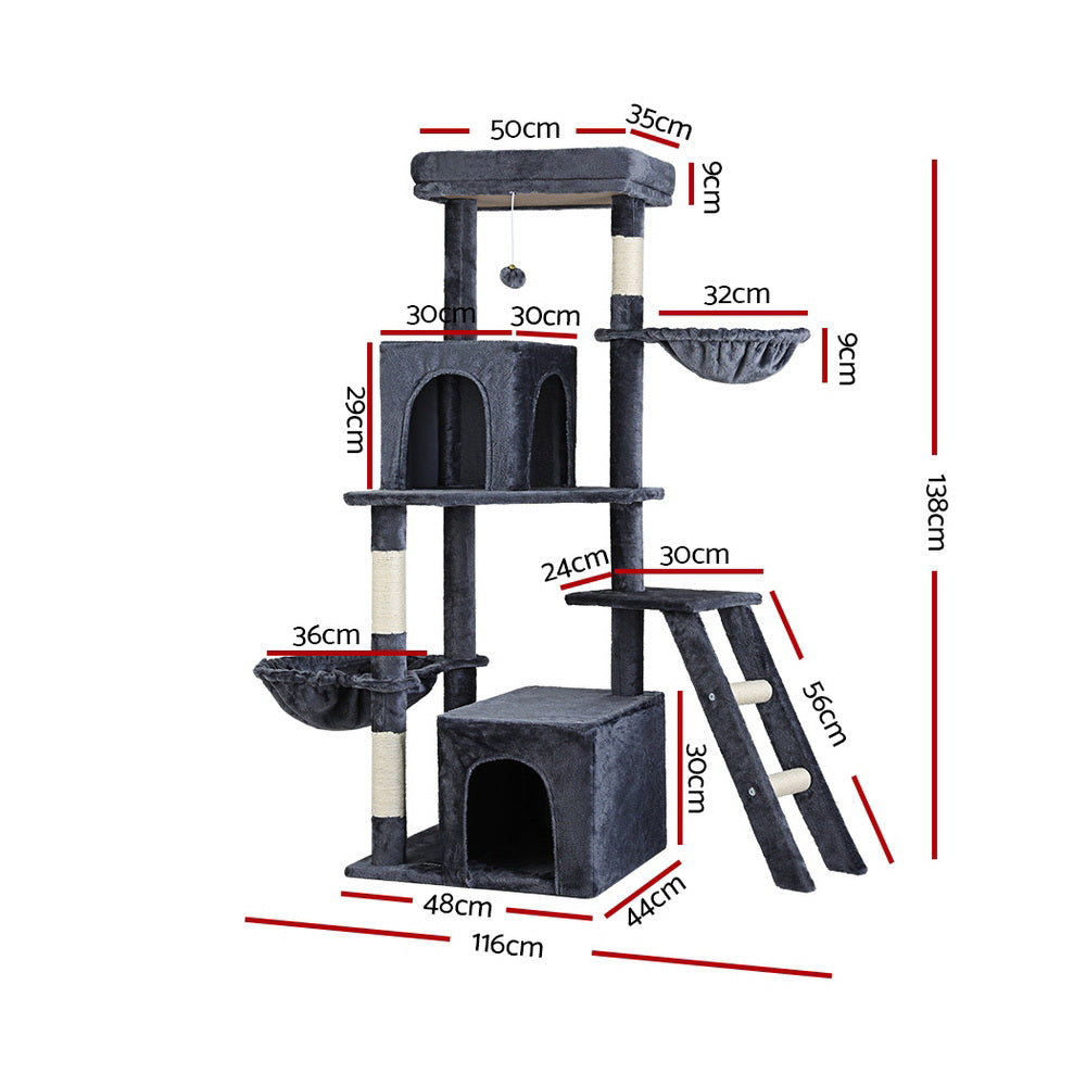 I.Pet Cat Tree Tower Scratching Post- Grey
