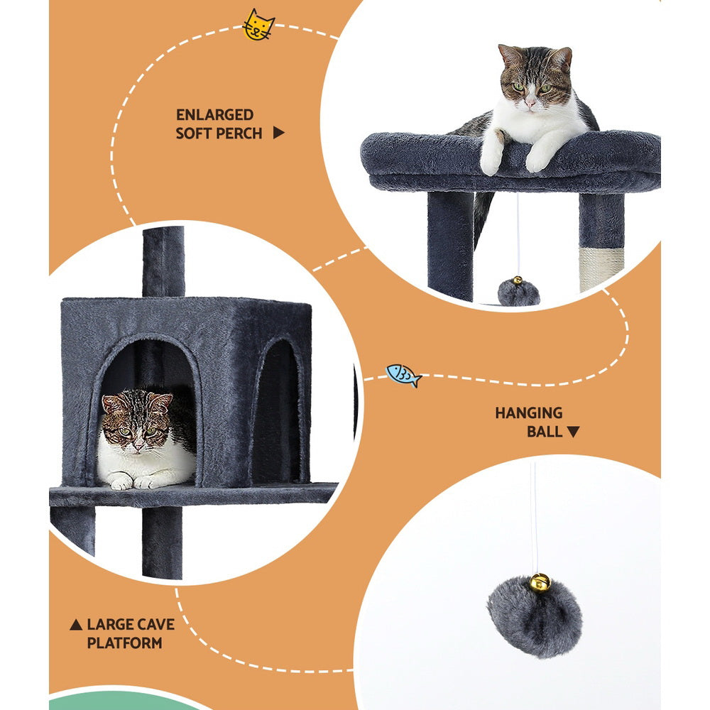 I.Pet Cat Tree Tower Scratching Post- Grey