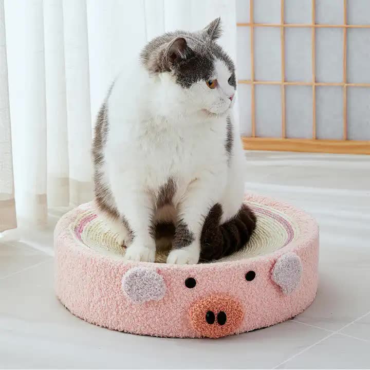 Pink Pig Cat Scratcher Bed