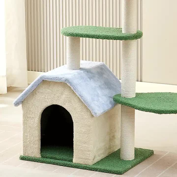 Floral Cat Tree with Cozy Hideaway