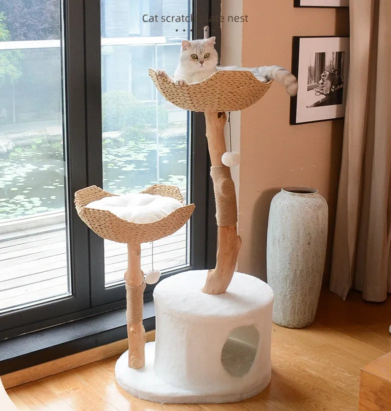 Mika Natural Solid Wood Cat Climbing Frame