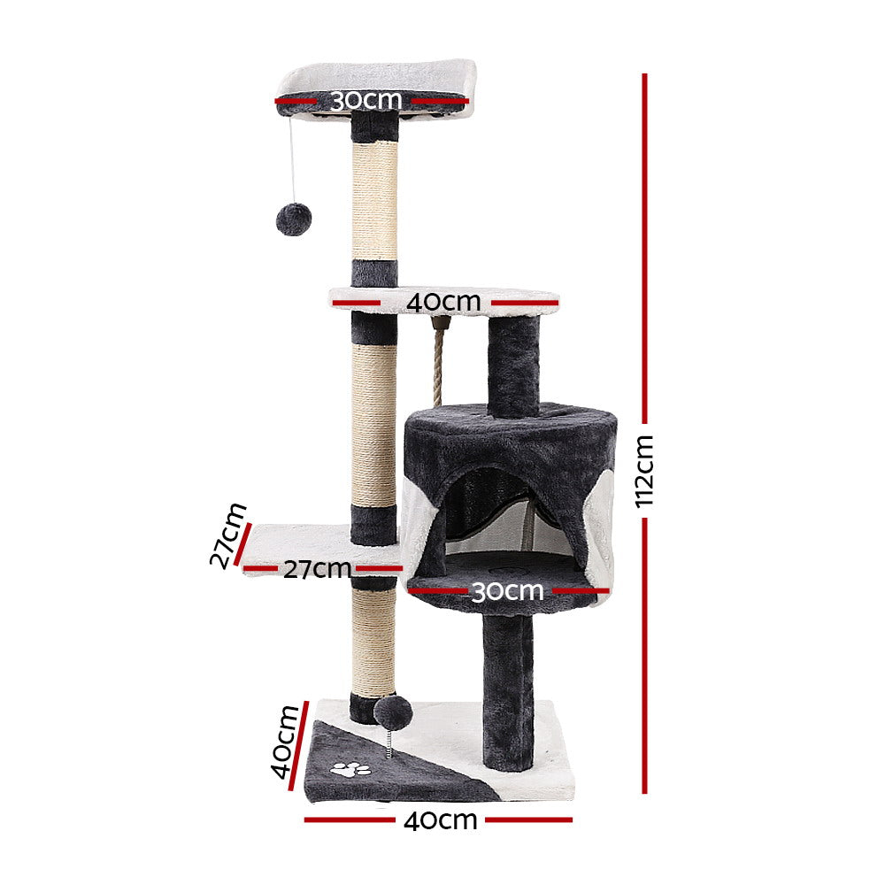 I.Pet Cat Tree 112cm Scratching Post - Dark Grey