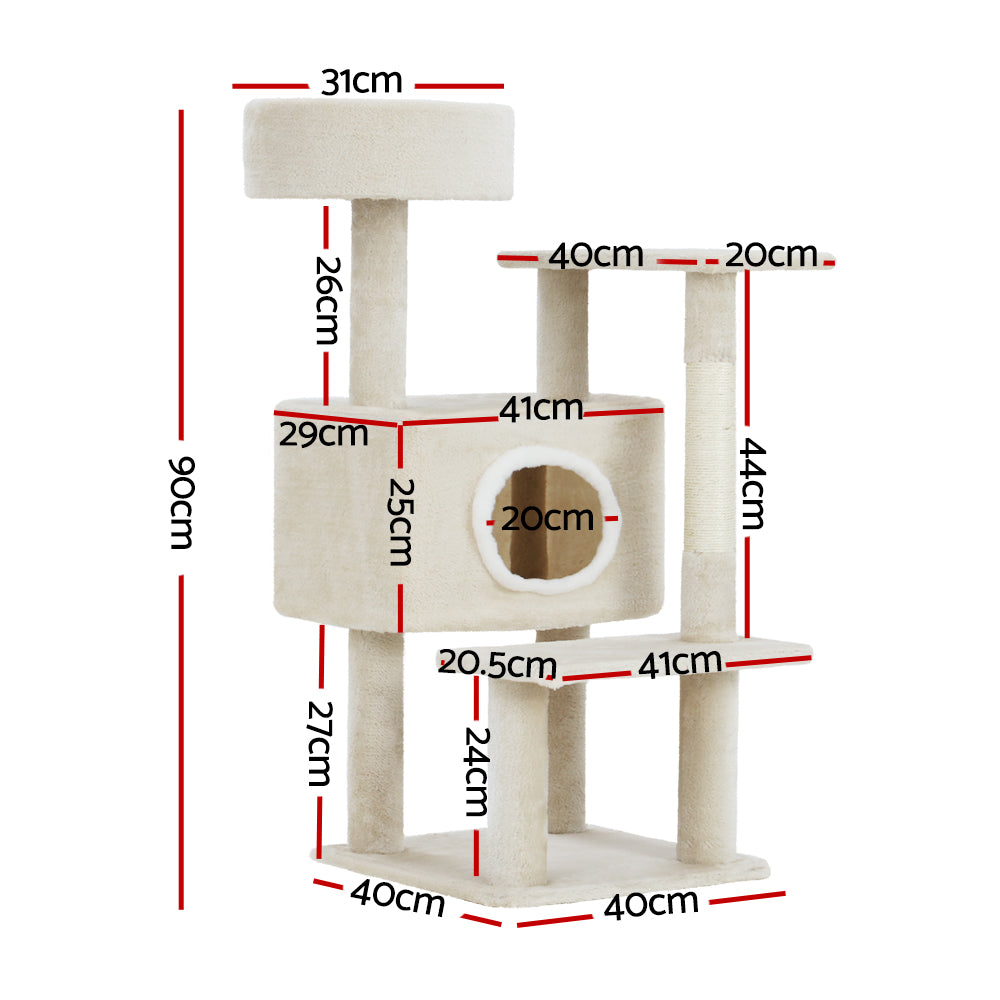 I.Pet Cat Tree 90cm Scratching Post - Beige