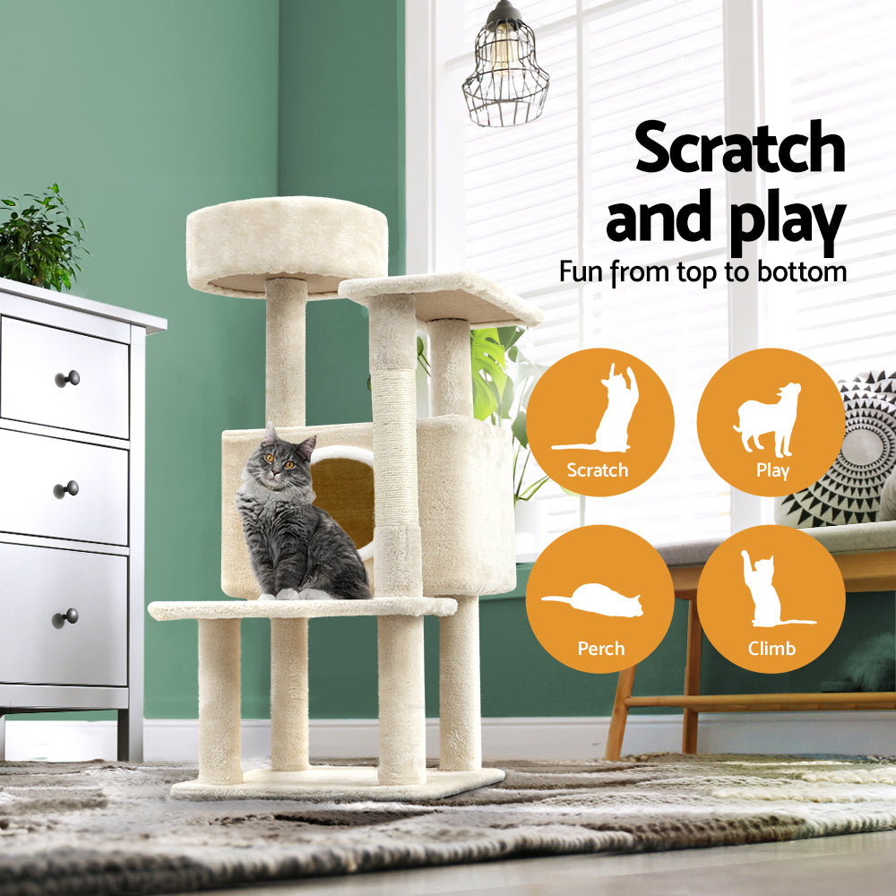 I.Pet Cat Tree 90cm Scratching Post - Beige