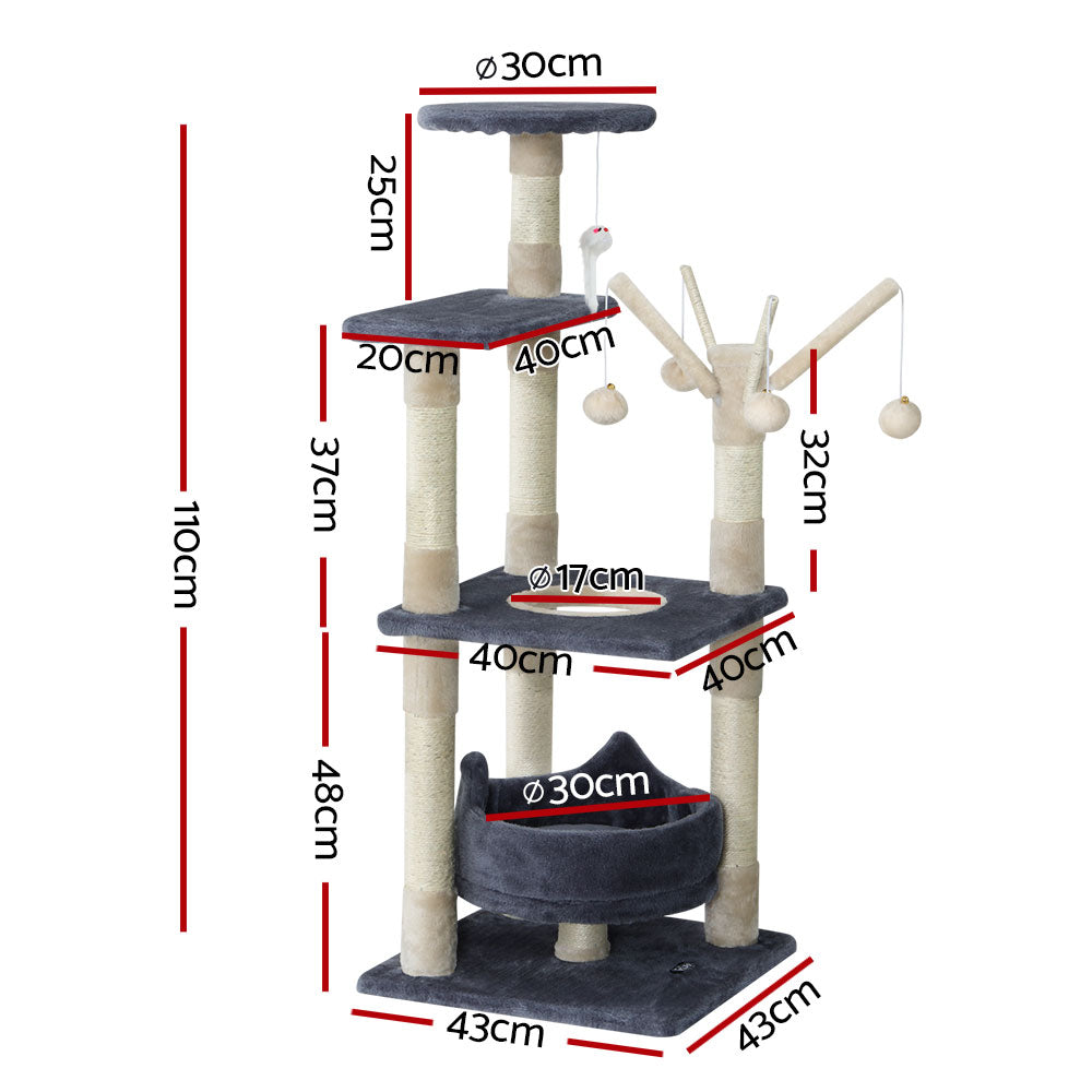 I.Pet Myra Cat Tree 110cm Scratching Post - Dark Grey