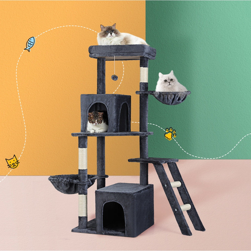 I.Pet Cat Tree Tower Scratching Post- Grey