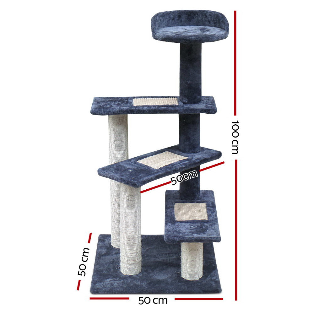 I.Pet Cat Tree 100cm Scratching Post- Grey