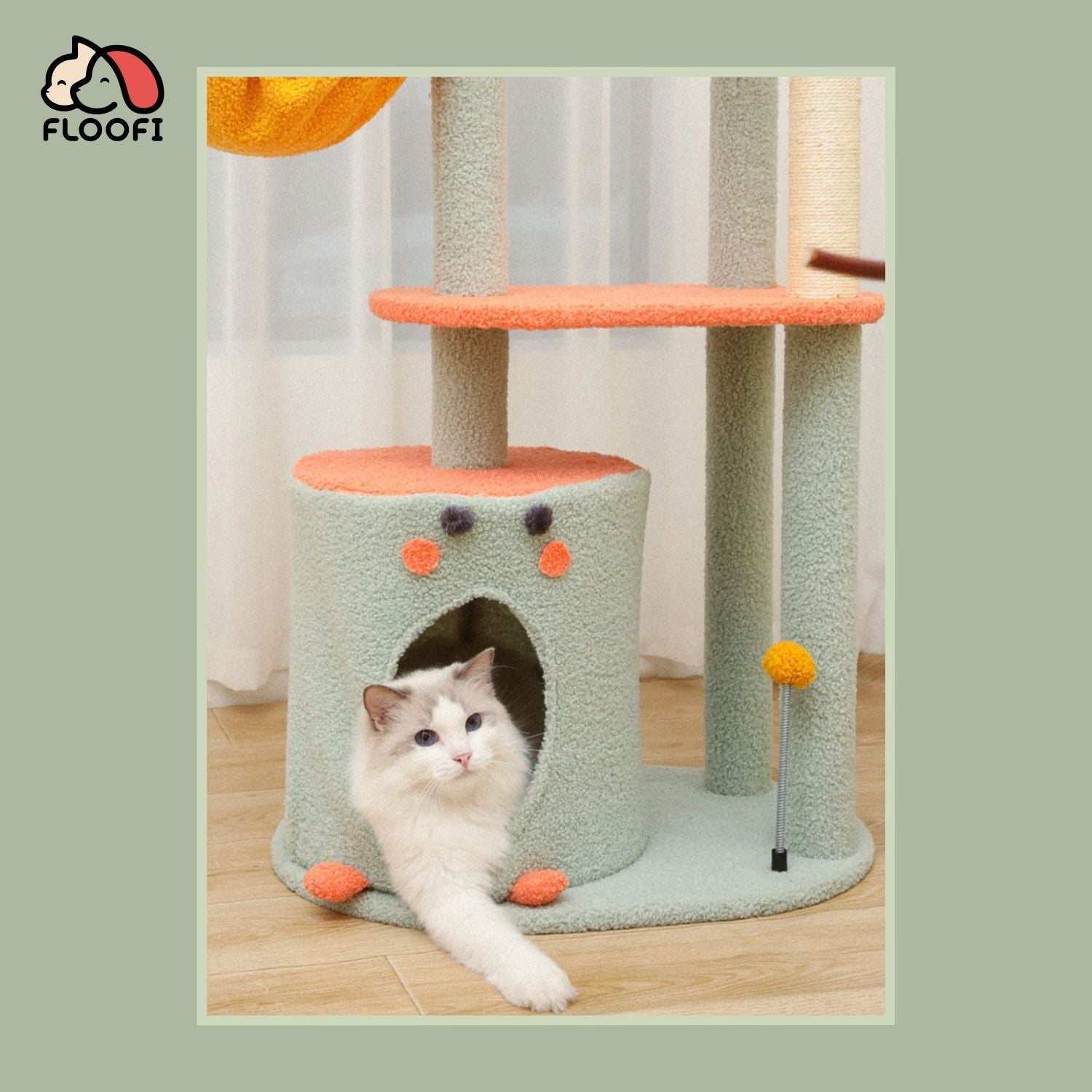 Floofi 143cm Dinosaur Cat Condo Cat Tree – Green
