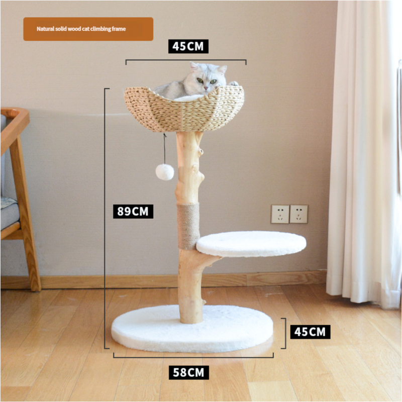 Mika Natural Solid Wood Cat Climbing Frame