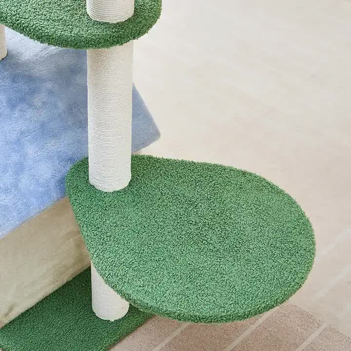 Floral Cat Tree with Cozy Hideaway